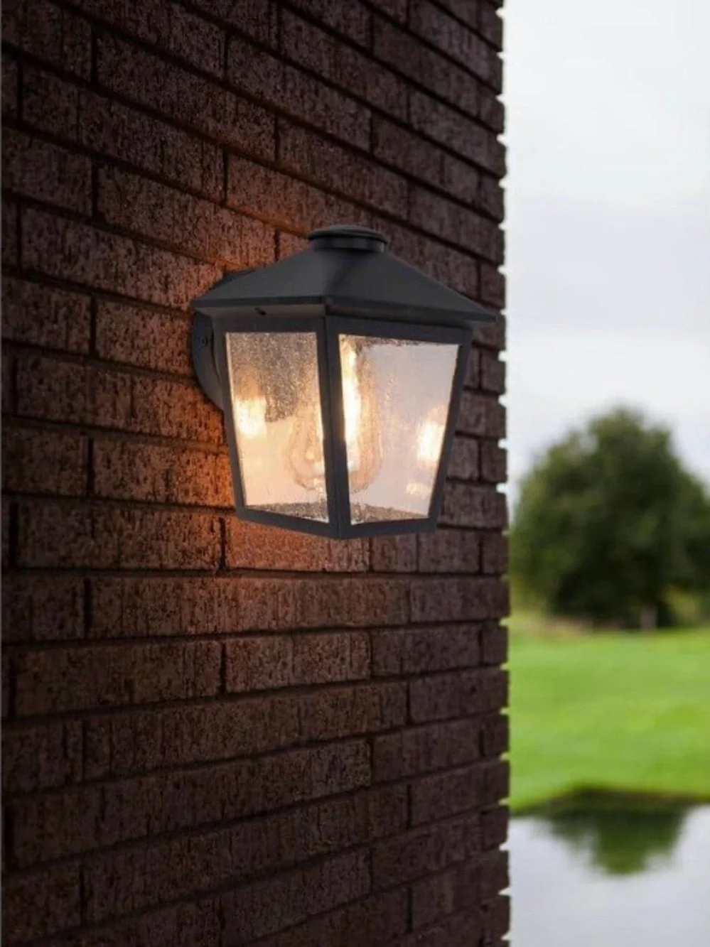 New Hampton Bay Malena Small Exterior Wall Lantern - Black